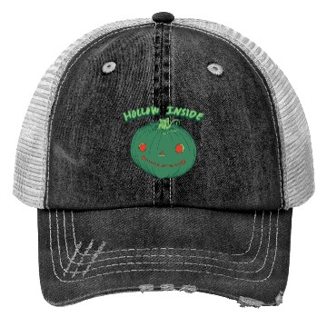 Discover Hollow Inside - Punny Green Jack-o-Lantern Pumpkin Trucker Hats