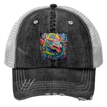 Discover dragon pattern circle pentel color 6 Trucker Hats