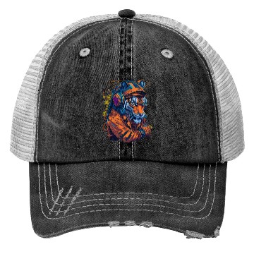 Discover splash tiger street Trucker Hats