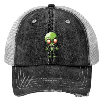 Discover Green Alien: Giant Head from Outer Space Trucker Hats