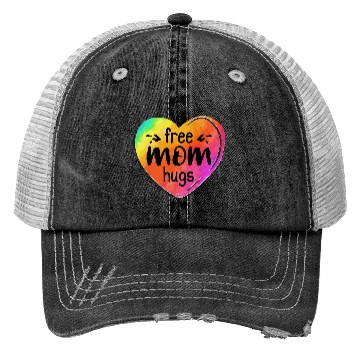 Discover LGBTQIA LGBT Free Mom Hugs Rainbow Heart Gay Pride Trucker Hats