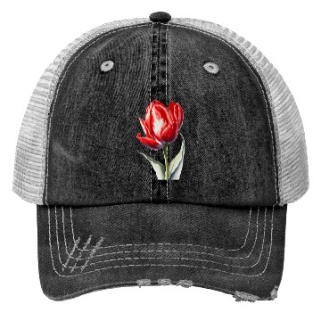 Discover a red tulip flower Watercolor Trucker Hats