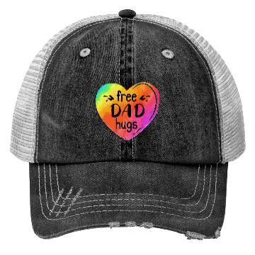 Discover LGBTQIA LGBT Free Dad Hugs Rainbow Heart Gay Pride Trucker Hats