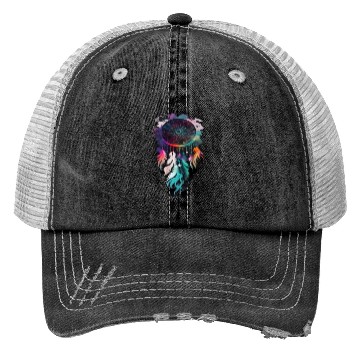 Discover Dreamcatcher with feathers and smoke Trucker Hats