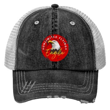 Discover Black Red Illustrated Eagle Trucker Hats
