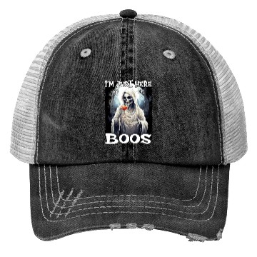 Discover Just Here For The Boos Scary Skeleton Trucker Hats
