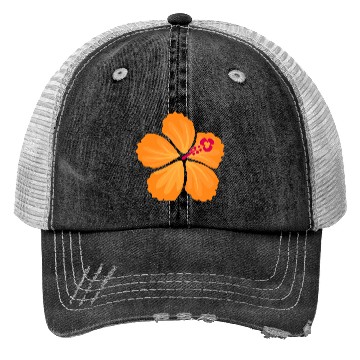Discover Orange Hand Drawn Hibiscus Flower Trucker Hats