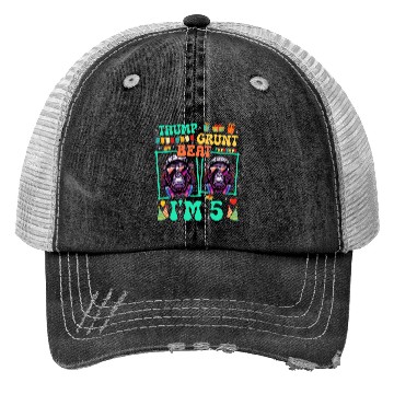 Discover Thump Grunt Beat I'm 5 Gorilla Lover Kid 5th Trucker Hats