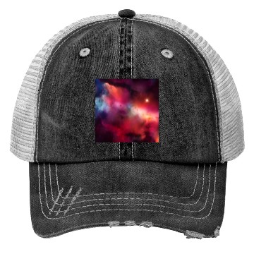 Discover Galaxy nebula abstract design Trucker Hats