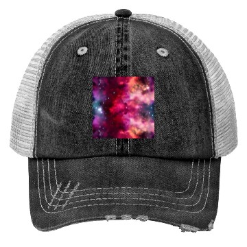 Discover Galaxy nebula abstract design Trucker Hats