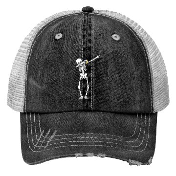 Discover Dabbing Skeleton Playing Volleyball Halloween Trucker Hats