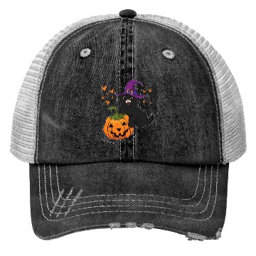 Discover Witch Cat In Pumpkin Cool Creepy Halloween Trucker Hats