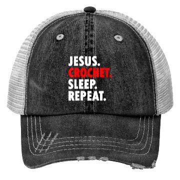 Discover Jesus Crochet Sleep Repeat Novelty Hobby Trucker Hats