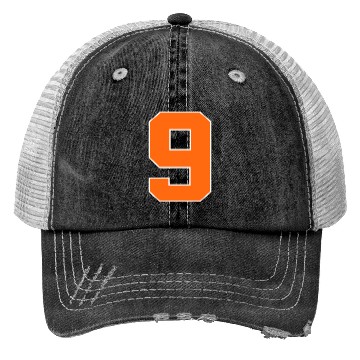 Discover Number 9 Sports Orange Trucker Hats