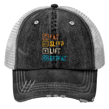 Discover Eat Sleep Lift Repeat Trucker Hats