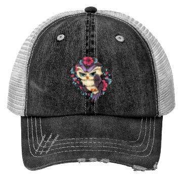 Discover Wise bird gift flowers blossoms sweet owl Trucker Hats