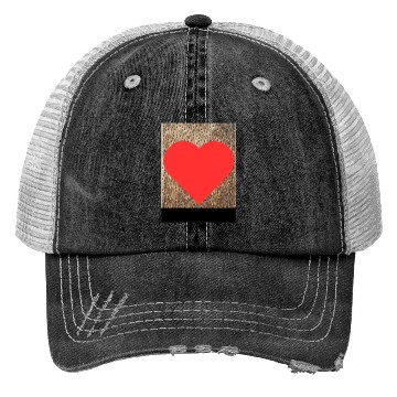 Discover Romantic Red Love Heart on Brown Dotted Background Trucker Hats