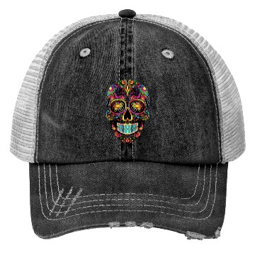 Discover Neon Sugar Skull: Jack Skellington Design Trucker Hats