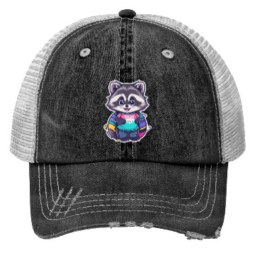 Discover Kawai Happy Raccoon Trucker Hats