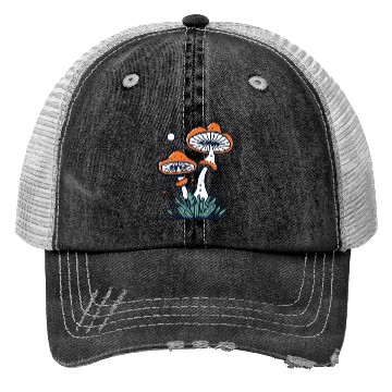 Discover mushroom with Vintage Frog in Fall Woods Trucker Hats