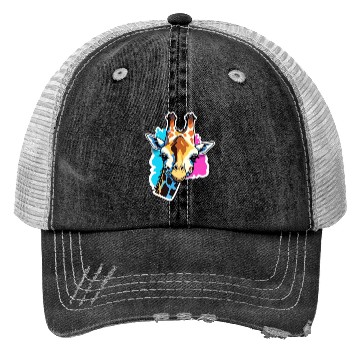 Discover Giraffe Color Splash Giraffe Head Trucker Hats
