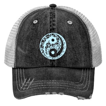 Discover Yin And Yang In A Koru Pattern In A Light Blue Trucker Hats