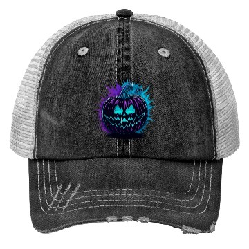 Discover Neon Pumpkin Purple and Teal Trucker Hats