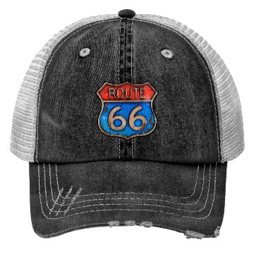 Discover Route 66 vintage sign - Rusty metal Trucker Hats