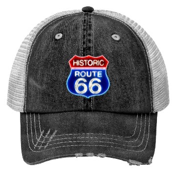 Discover Route 66 neon sign Trucker Hats