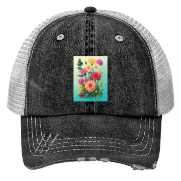 Discover Peach and Pink Spring Flowers Trucker Hats