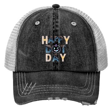 Discover Happy dot day pumpkin polka dot Trucker Hats
