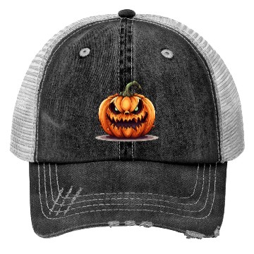 Discover Halloween pumpkin Trucker Hats
