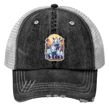 Discover Rhinos Kawaii Trucker Hats
