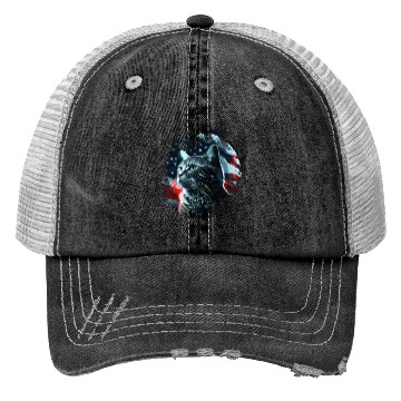 Discover America cat under Moon with American Flag Trucker Hats