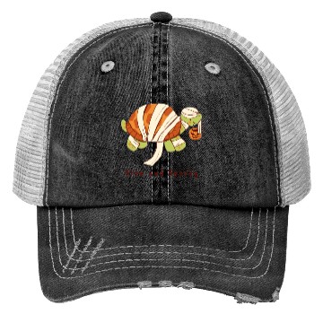 Discover Slow And Spooky Halloween Spooky Mummy Tortoise Trucker Hats