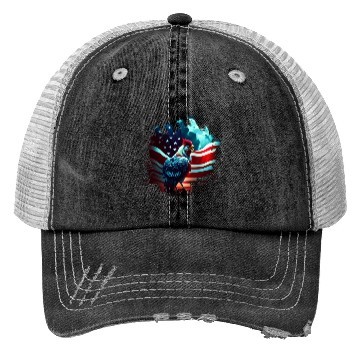 Discover America chicken under Moon with American Flag Trucker Hats
