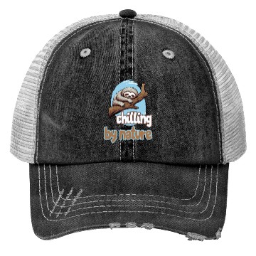Discover Chilling by Nature Sloth Chilling Relaxing Trucker Hats