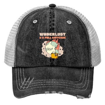Discover Wanderlust a full suitcase Trucker Hats