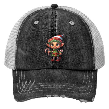 Discover Christmas Elf Candy Cane X-Mas Pajamas Party Trucker Hats