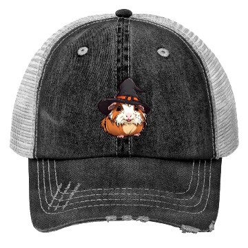 Discover Cute Halloween guinea pig with a witch hat. Trucker Hats