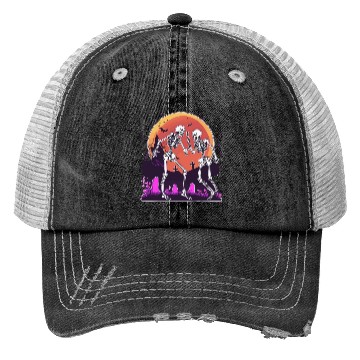Discover "Skeletal Dance-Off Under Neon Moon" Trucker Hats