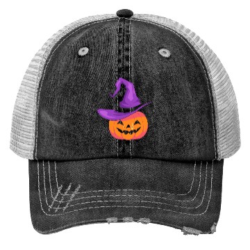 Discover Pumpkin with hat Trucker Hats - Happy Halloween Day
