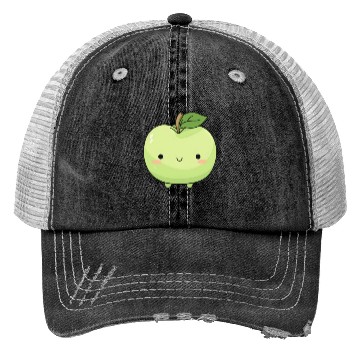 Discover Cute Apple Green Orchard Picking Kawaii Fruit Trucker Hats