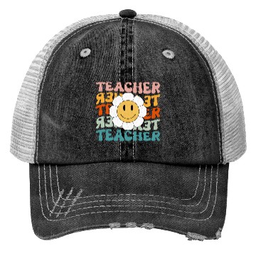 Discover Funny Hippie Face Teacher Trucker Hats