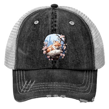 Discover Sleeping Fox Sleepyhead Napping Sleep Fox Lover Trucker Hats