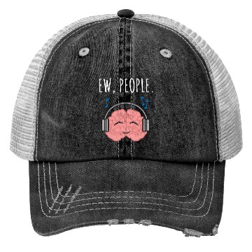 Discover Ew People Brain Headphones Distressed Trucker Hats