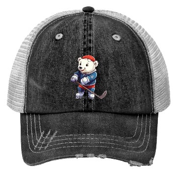 Discover Polar bear hockey player Trucker Hats