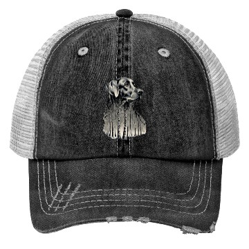 Discover Funny black labrador charcoal drawing Trucker Hats