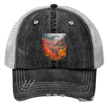 Discover Autumn in The Misty Mountains Trucker Hats