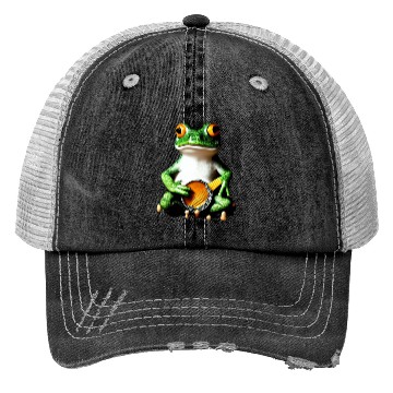 Discover Frog Playing Banjo Trucker Hats
